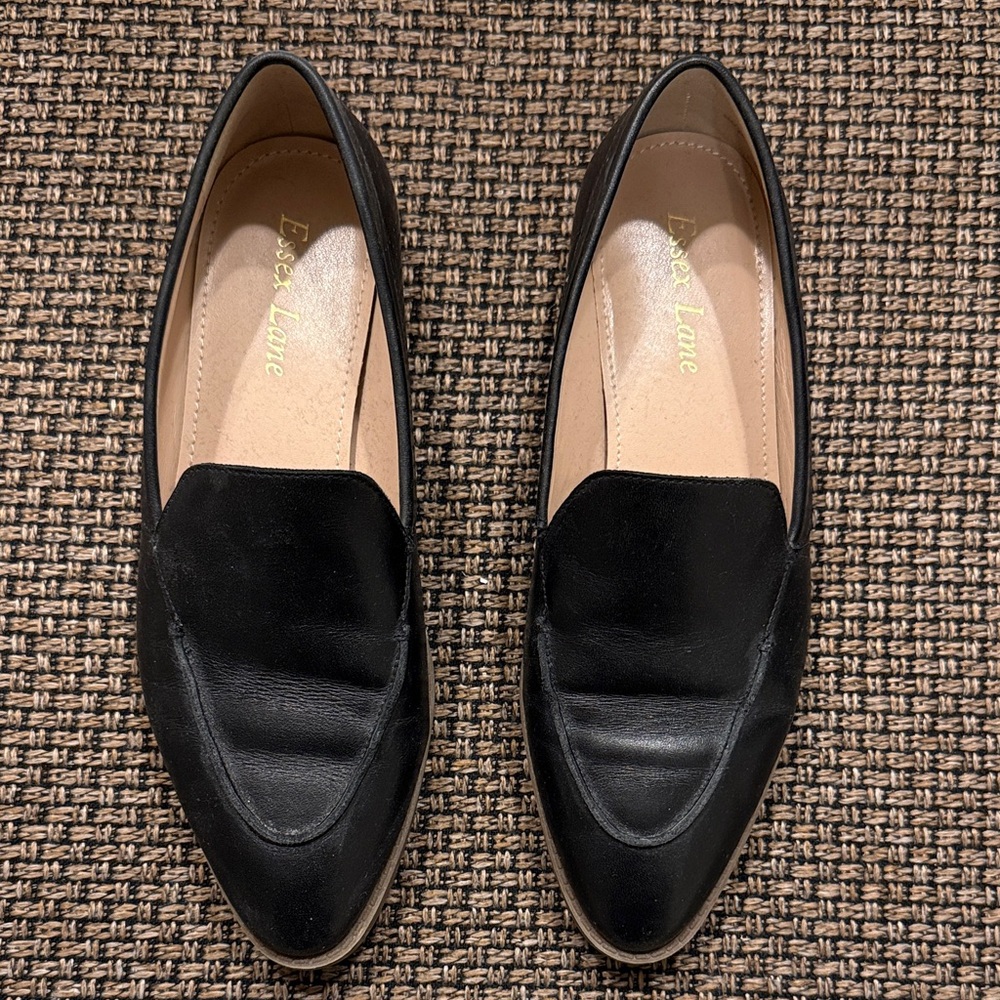 Essex Lane Black Leather Flats
